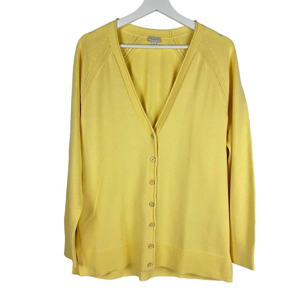 Talbots Yellow Cotton Cardigan Medium